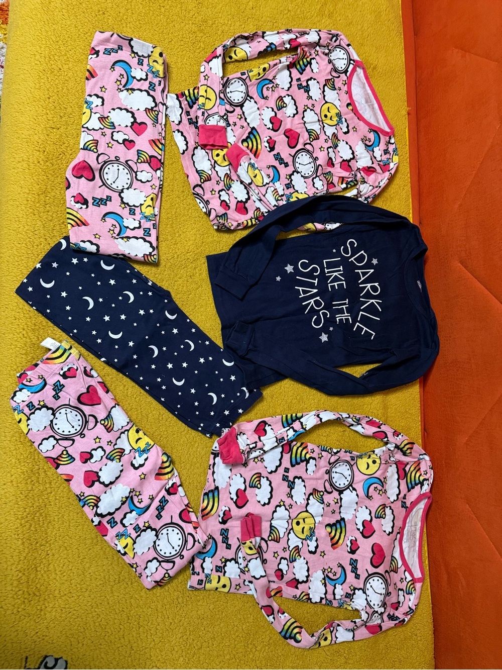 The Children's Place Pink Rainbow & Navy 'Sparkle Like The Stars' Pajama Set